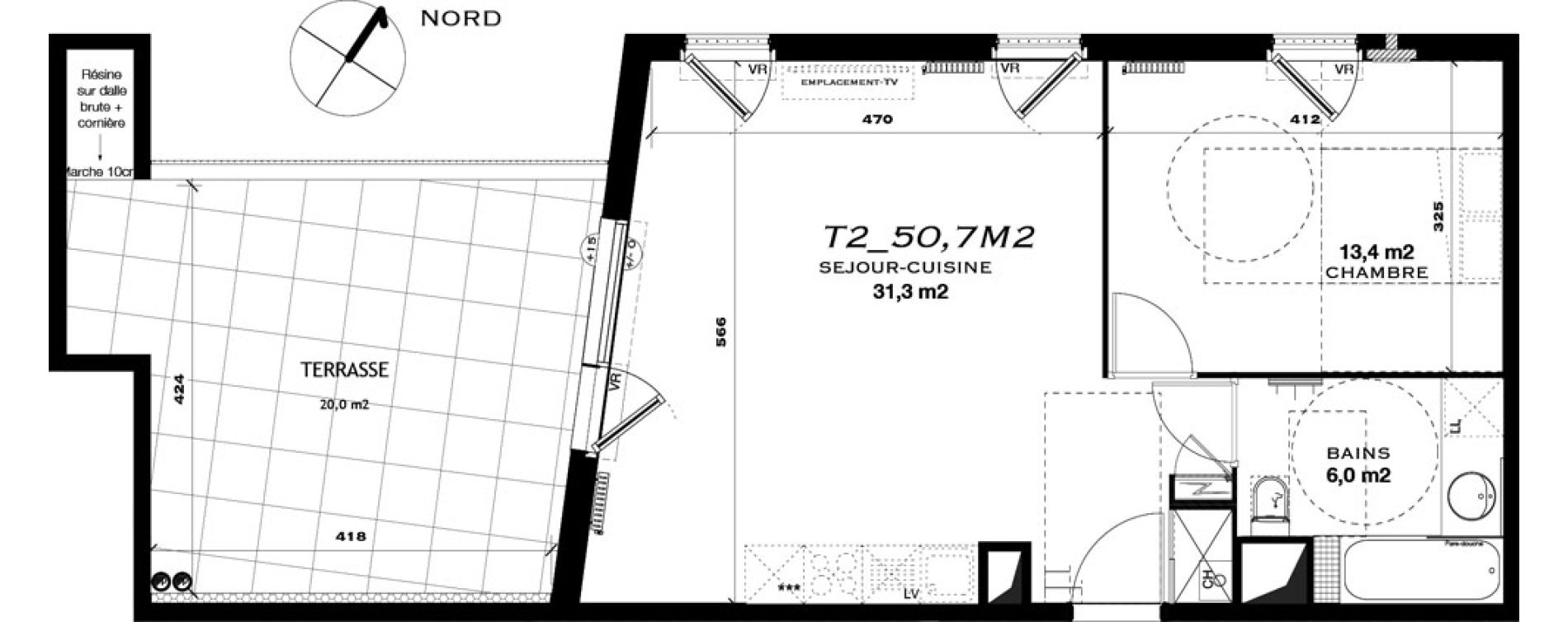 Appartement T2 de 50,70 m2 &agrave; Castelnau-Le-Lez L'aube rouge