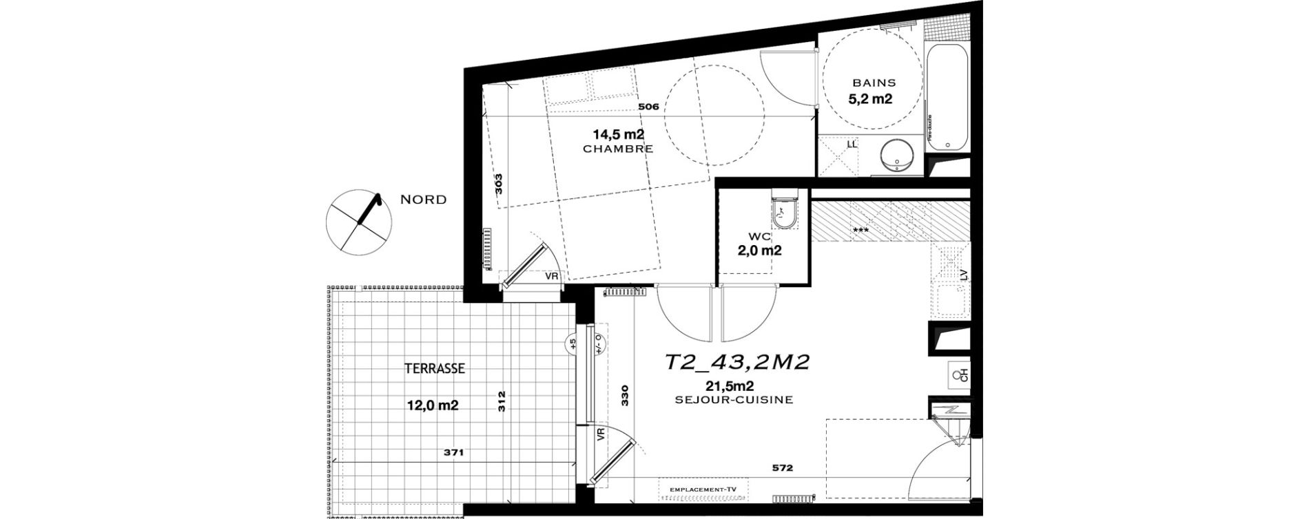 Appartement T2 de 43,20 m2 &agrave; Castelnau-Le-Lez L'aube rouge