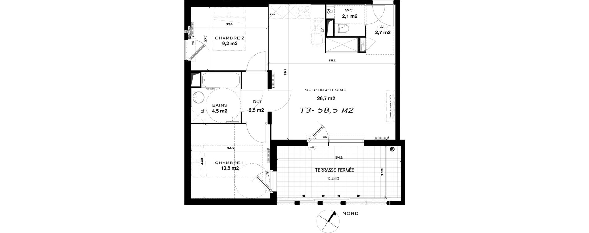 Appartement T3 de 58,50 m2 &agrave; Castelnau-Le-Lez L'aube rouge