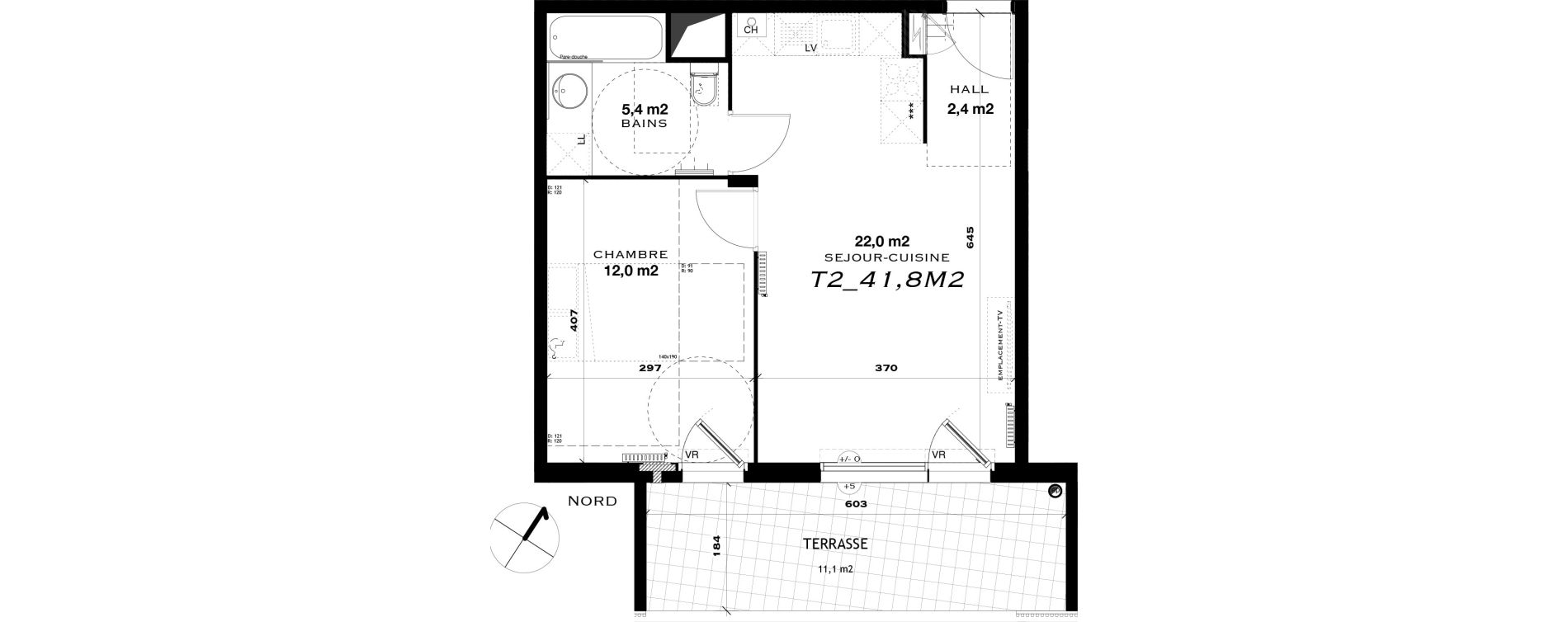 Appartement T2 de 41,80 m2 &agrave; Castelnau-Le-Lez L'aube rouge