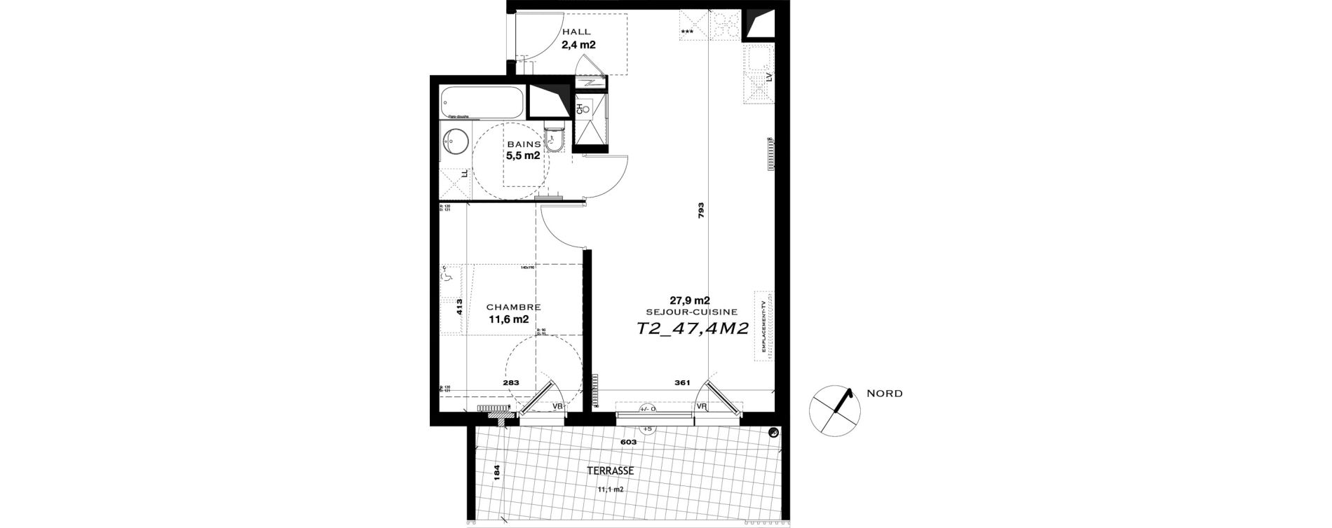Appartement T2 de 47,40 m2 &agrave; Castelnau-Le-Lez L'aube rouge