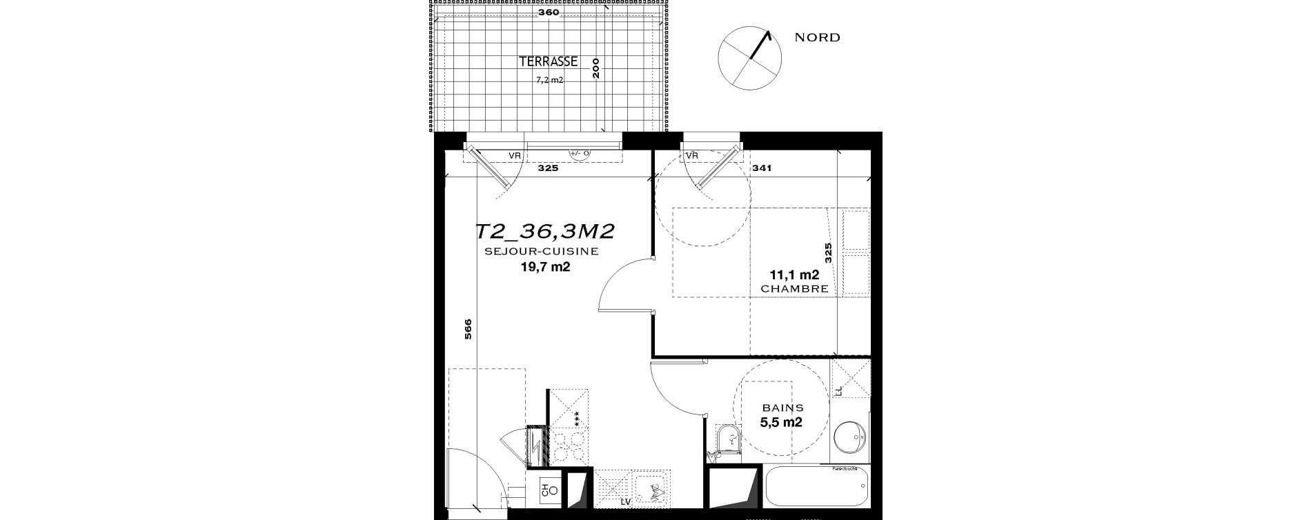 Appartement T2 de 36,30 m2 &agrave; Castelnau-Le-Lez L'aube rouge