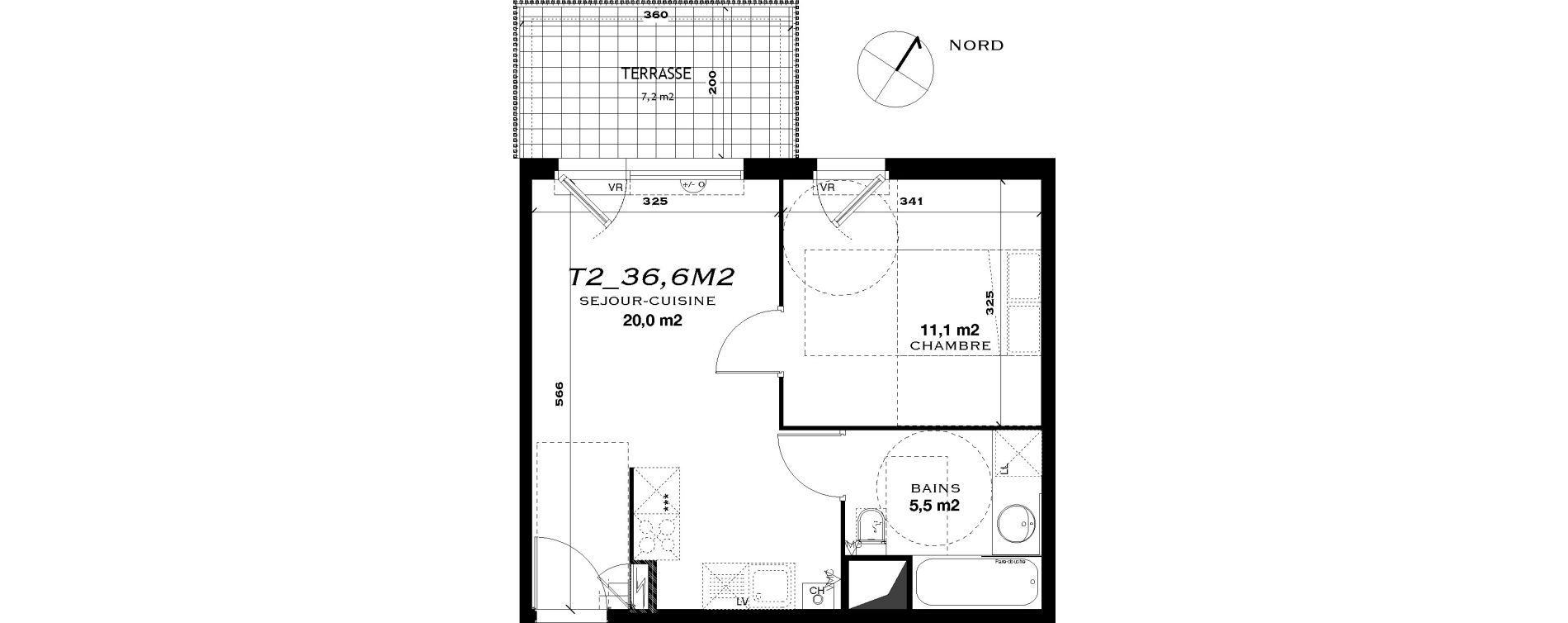 Appartement T2 de 36,60 m2 &agrave; Castelnau-Le-Lez L'aube rouge