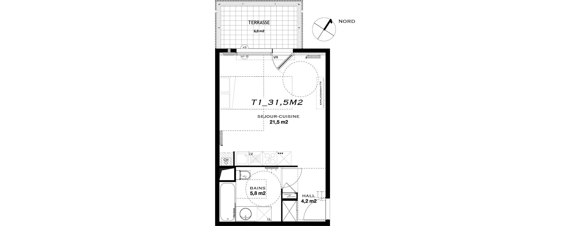 Appartement T1 de 31,50 m2 &agrave; Castelnau-Le-Lez L'aube rouge