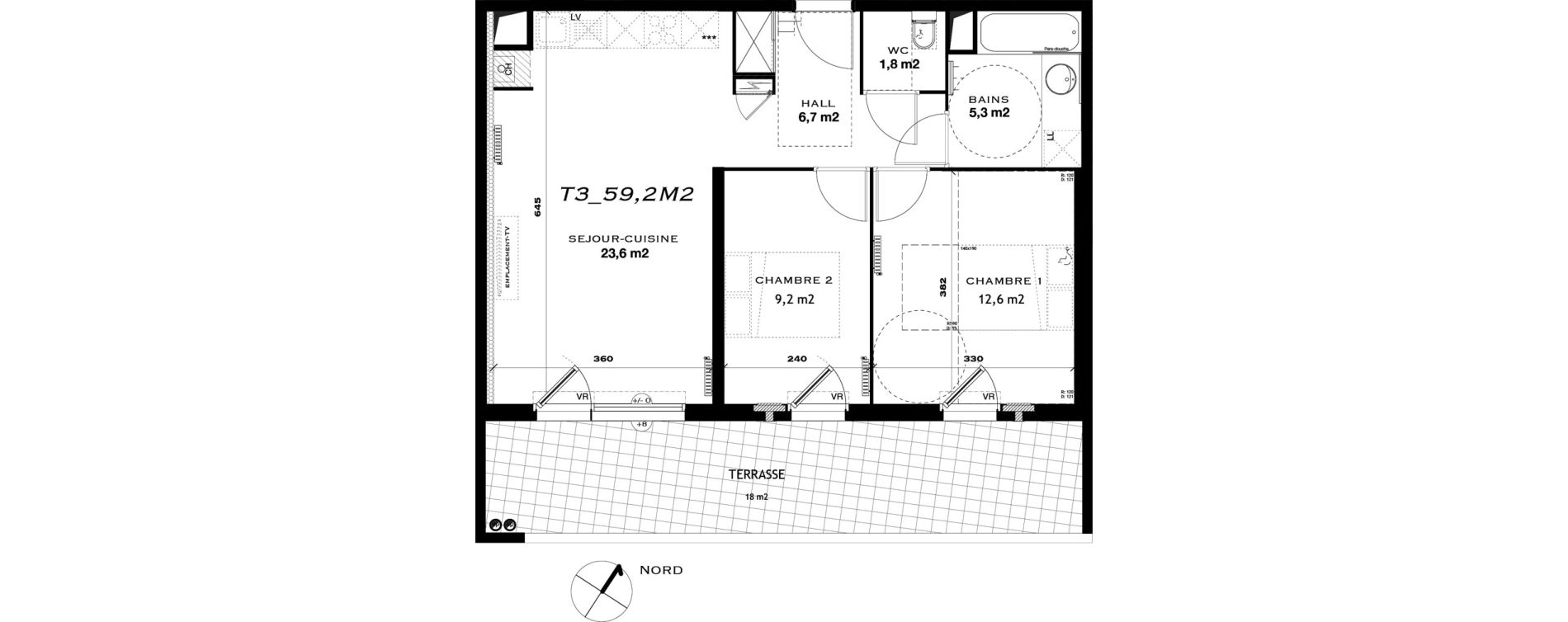 Appartement T3 de 59,20 m2 &agrave; Castelnau-Le-Lez L'aube rouge