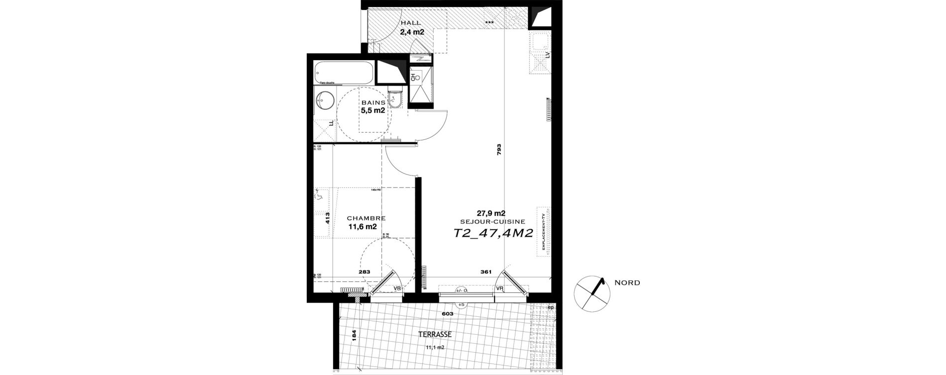 Appartement T2 de 47,40 m2 &agrave; Castelnau-Le-Lez L'aube rouge
