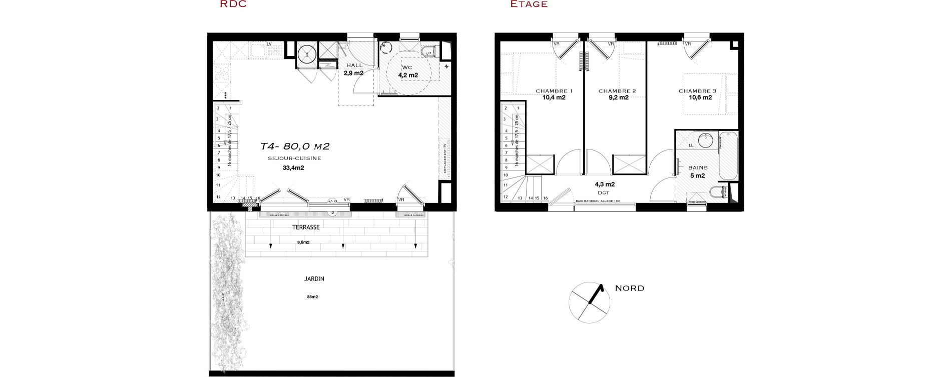 Maison T4 de 80,00 m2 &agrave; Castelnau-Le-Lez L'aube rouge