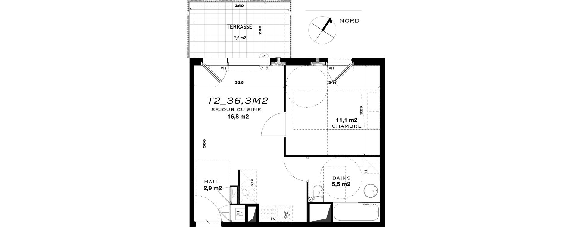 Appartement T2 de 36,30 m2 &agrave; Castelnau-Le-Lez L'aube rouge
