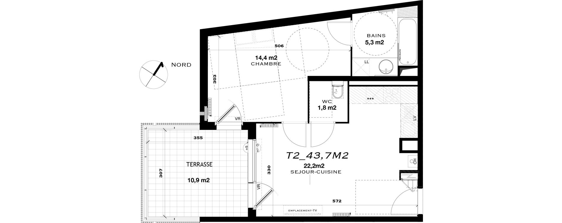Appartement T2 de 43,70 m2 &agrave; Castelnau-Le-Lez L'aube rouge