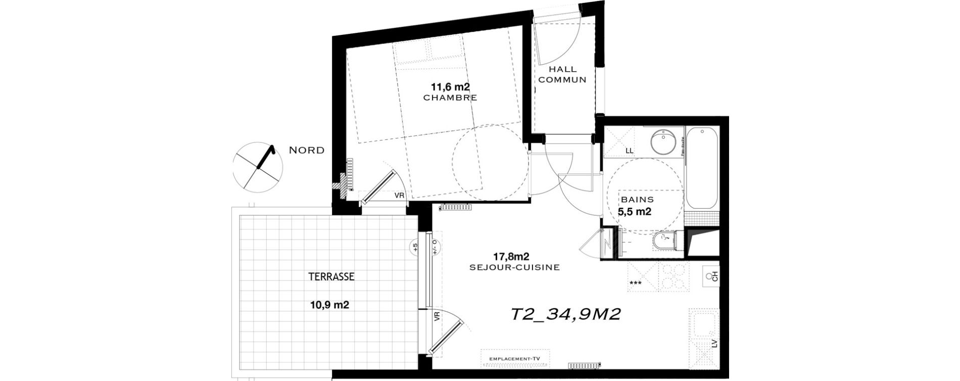 Appartement T2 de 34,90 m2 &agrave; Castelnau-Le-Lez L'aube rouge
