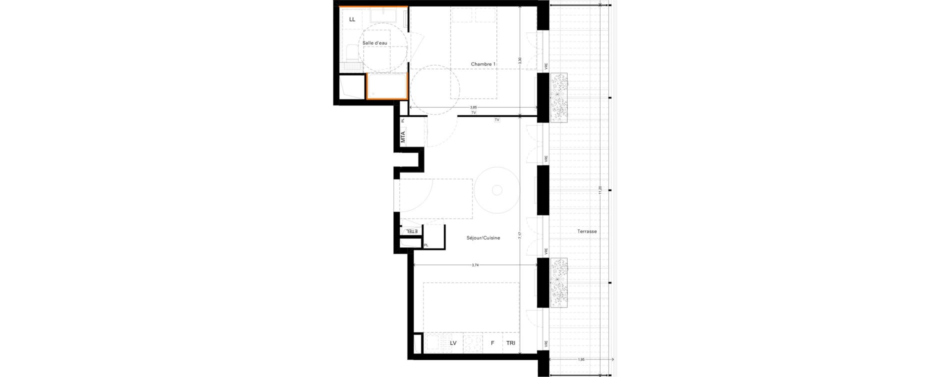 Appartement T2 de 44,99 m2 &agrave; Castelnau-Le-Lez Sud