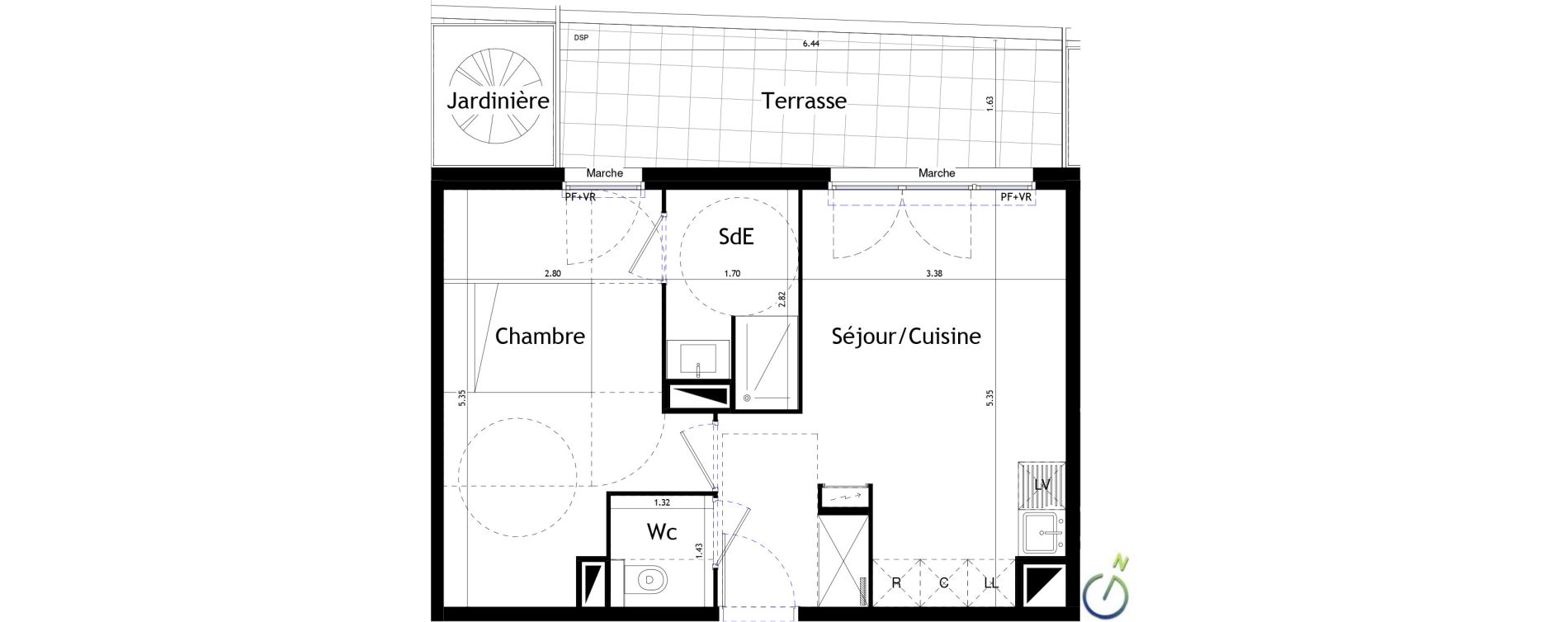 Appartement T2 de 40,66 m2 &agrave; Castelnau-Le-Lez Le devois