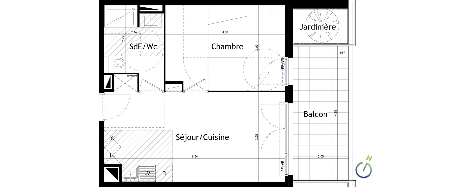 Appartement T2 de 40,16 m2 &agrave; Castelnau-Le-Lez Le devois