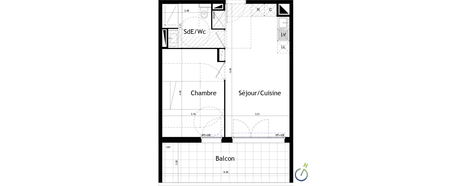 Appartement T2 de 40,63 m2 &agrave; Castelnau-Le-Lez Le devois