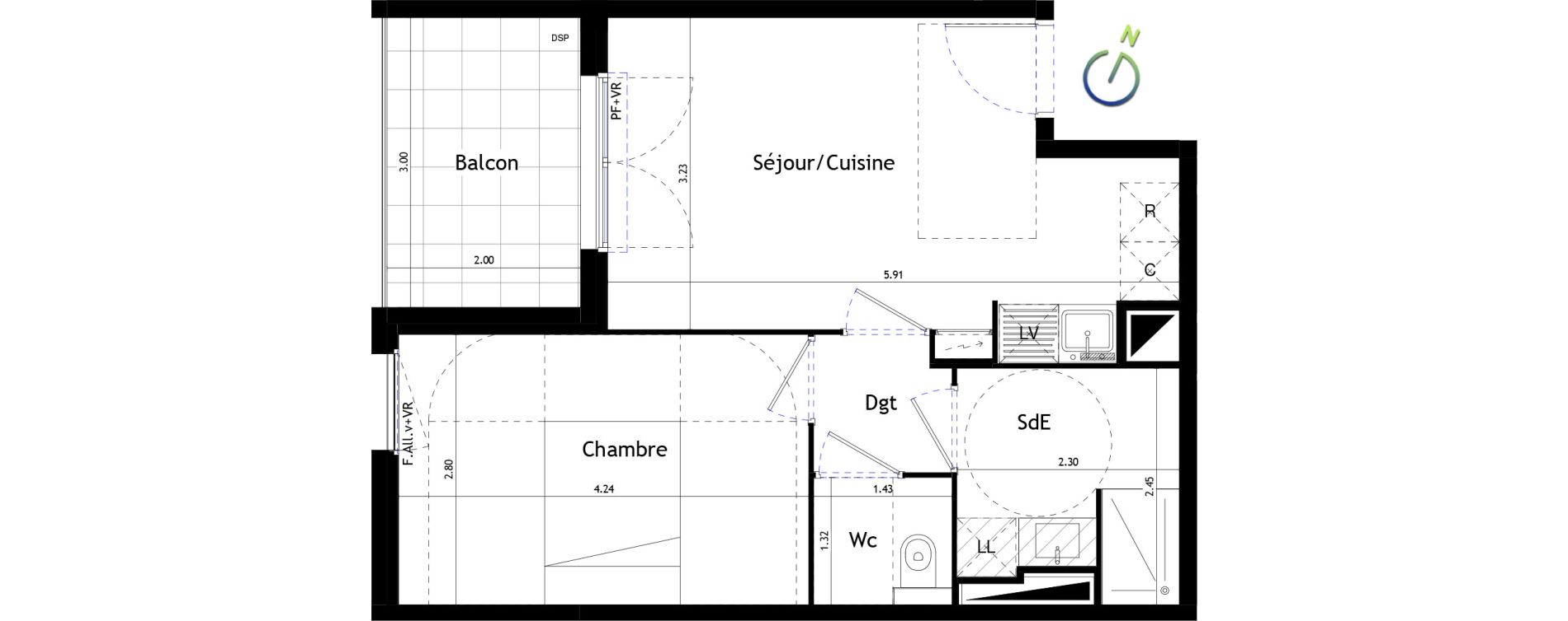 Appartement T2 de 37,95 m2 &agrave; Castelnau-Le-Lez Le devois