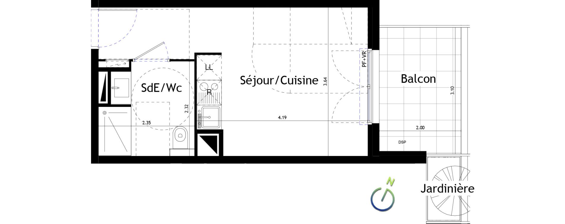 Appartement T1 de 22,78 m2 &agrave; Castelnau-Le-Lez Le devois