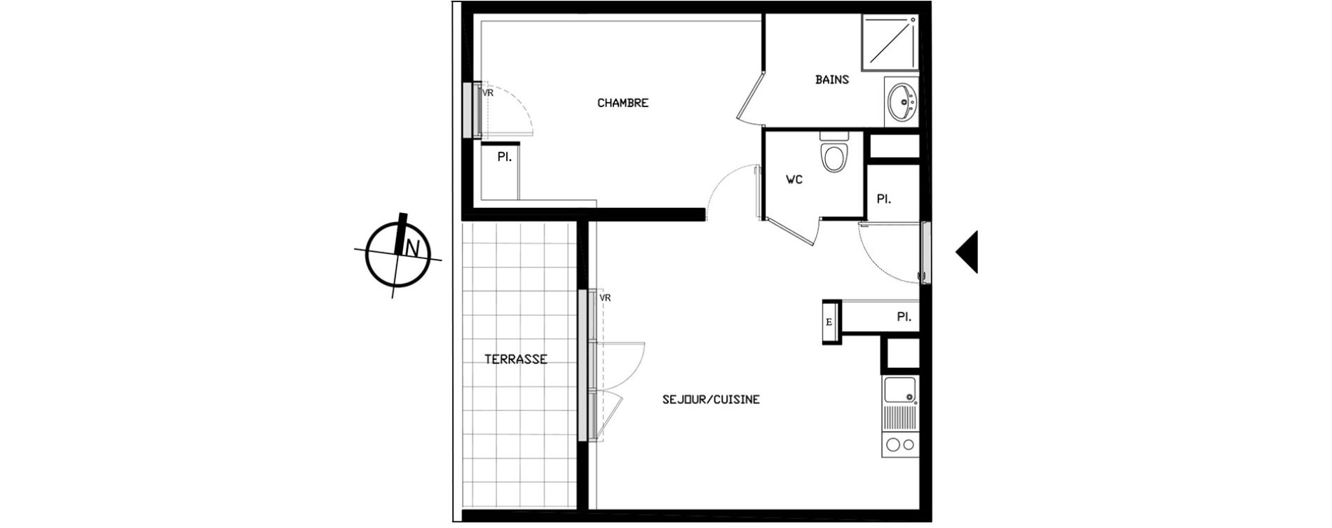 Appartement T2 de 43,00 m2 &agrave; Castelnau-Le-Lez Sablas - mendrous