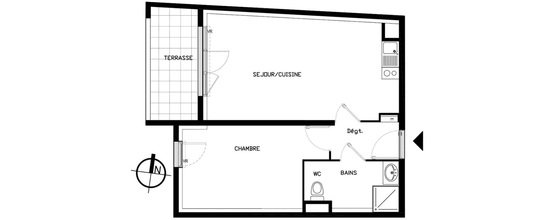 Appartement T2 de 43,70 m2 &agrave; Castelnau-Le-Lez Sablas - mendrous