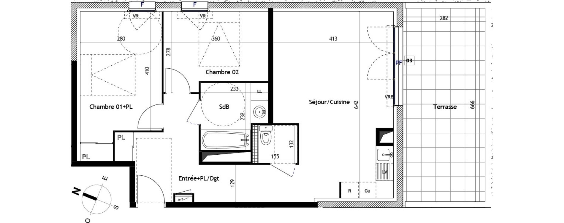 Appartement T3 de 64,35 m2 &agrave; Castelnau-Le-Lez Sablas - mendrous