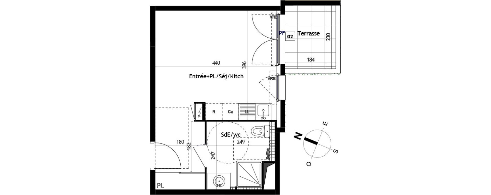 Appartement T1 de 27,35 m2 &agrave; Castelnau-Le-Lez Sablas - mendrous