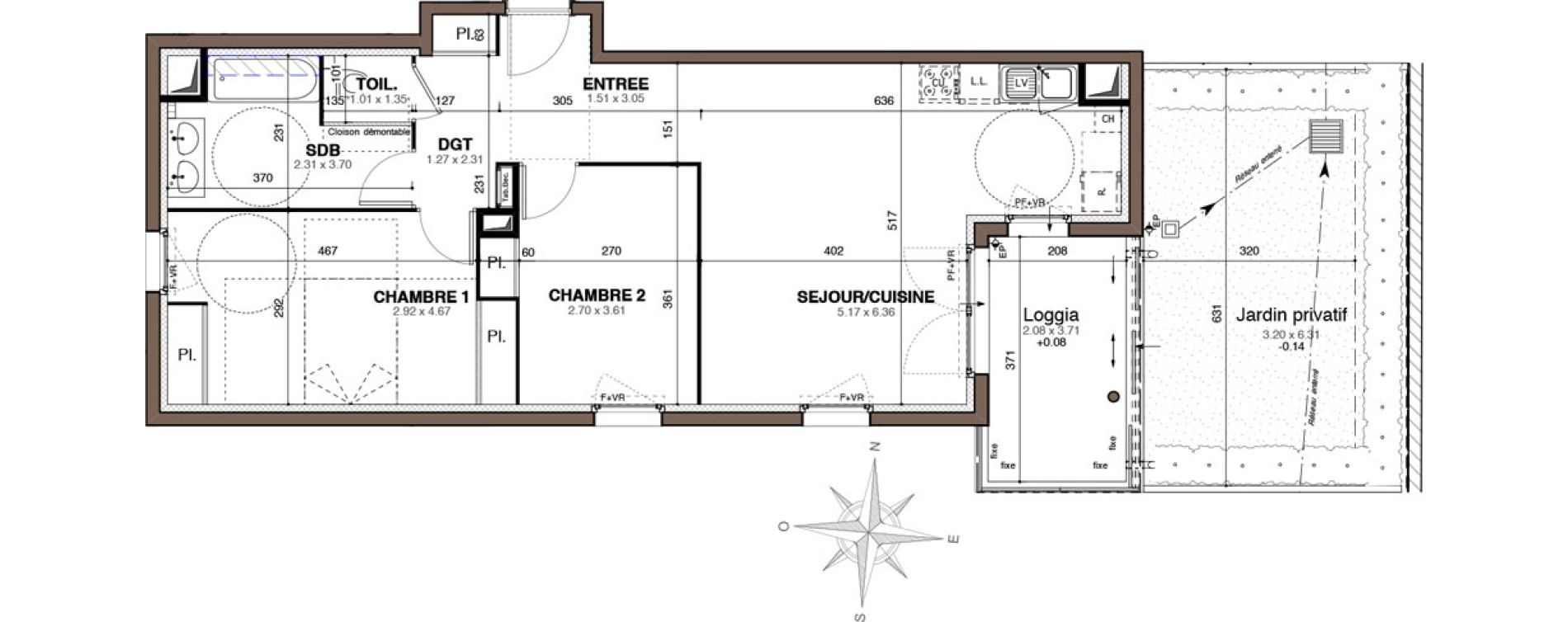 Appartement T3 de 66,70 m2 &agrave; Castelnau-Le-Lez Centre