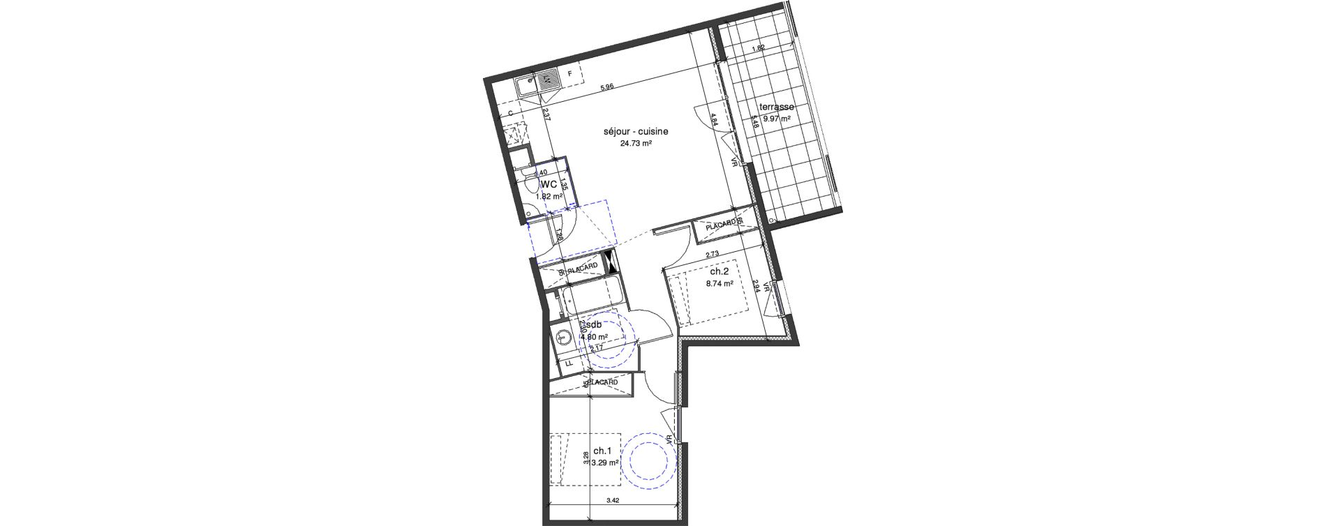 Appartement T3 de 60,83 m2 &agrave; Castelnau-Le-Lez L'aube rouge