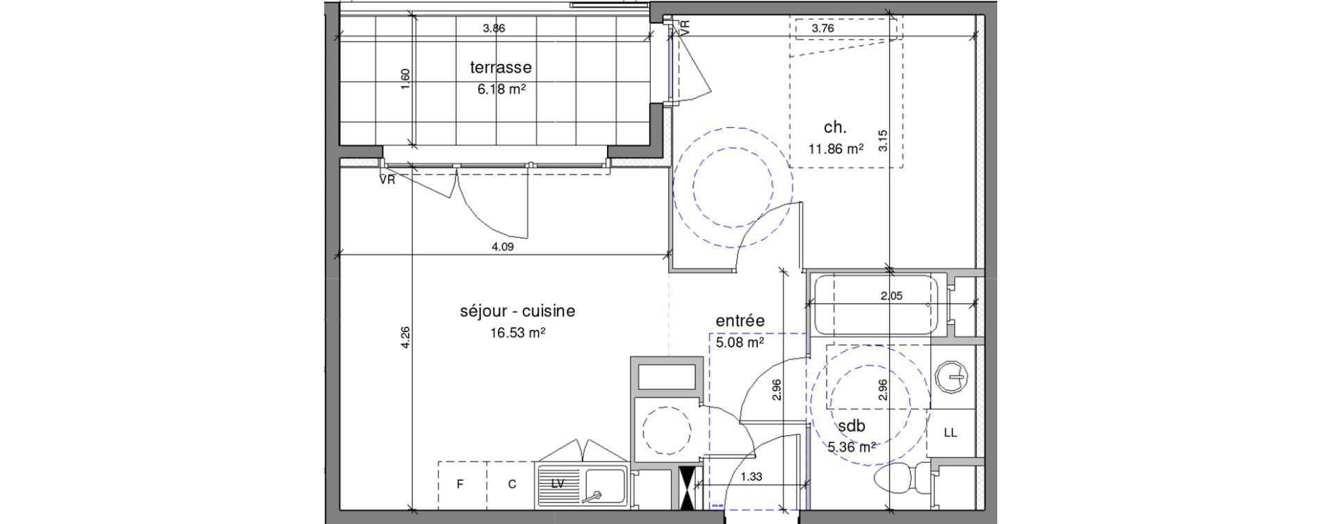 Appartement T2 de 38,83 m2 &agrave; Castelnau-Le-Lez L'aube rouge