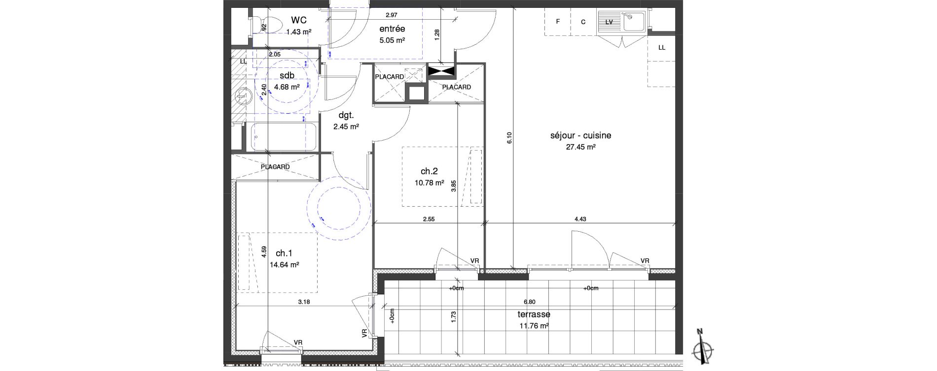 Appartement T3 de 66,47 m2 &agrave; Castelnau-Le-Lez L'aube rouge