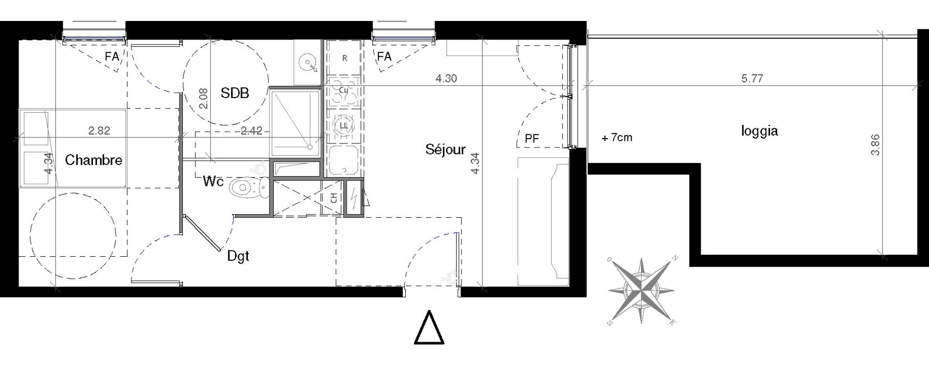 Appartement T2 de 40,68 m2 &agrave; Castelnau-Le-Lez Mas de rochet
