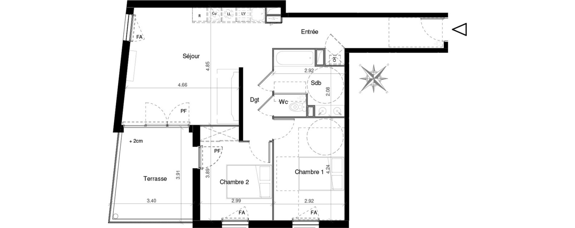 Appartement T3 de 68,80 m2 &agrave; Castelnau-Le-Lez Mas de rochet