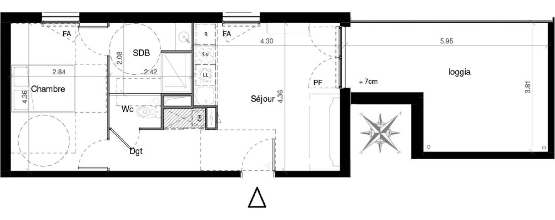 Appartement T2 de 40,89 m2 &agrave; Castelnau-Le-Lez Mas de rochet
