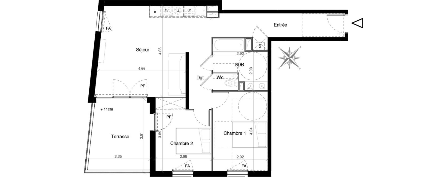 Appartement T3 de 68,80 m2 &agrave; Castelnau-Le-Lez Mas de rochet