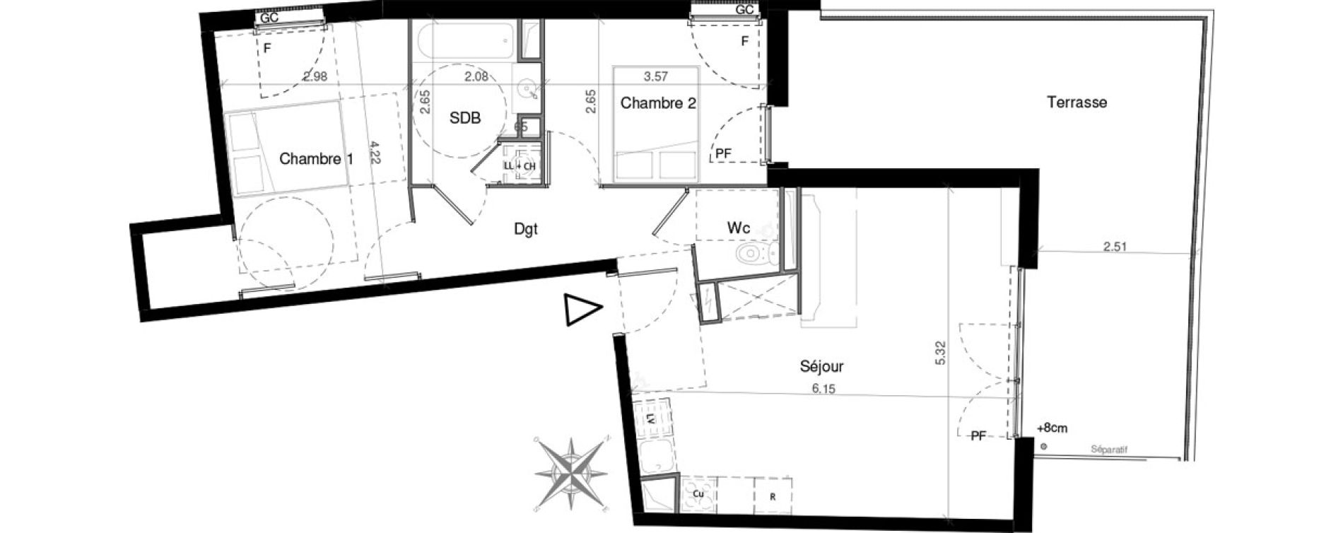 Appartement T3 de 64,60 m2 &agrave; Castelnau-Le-Lez Mas de rochet