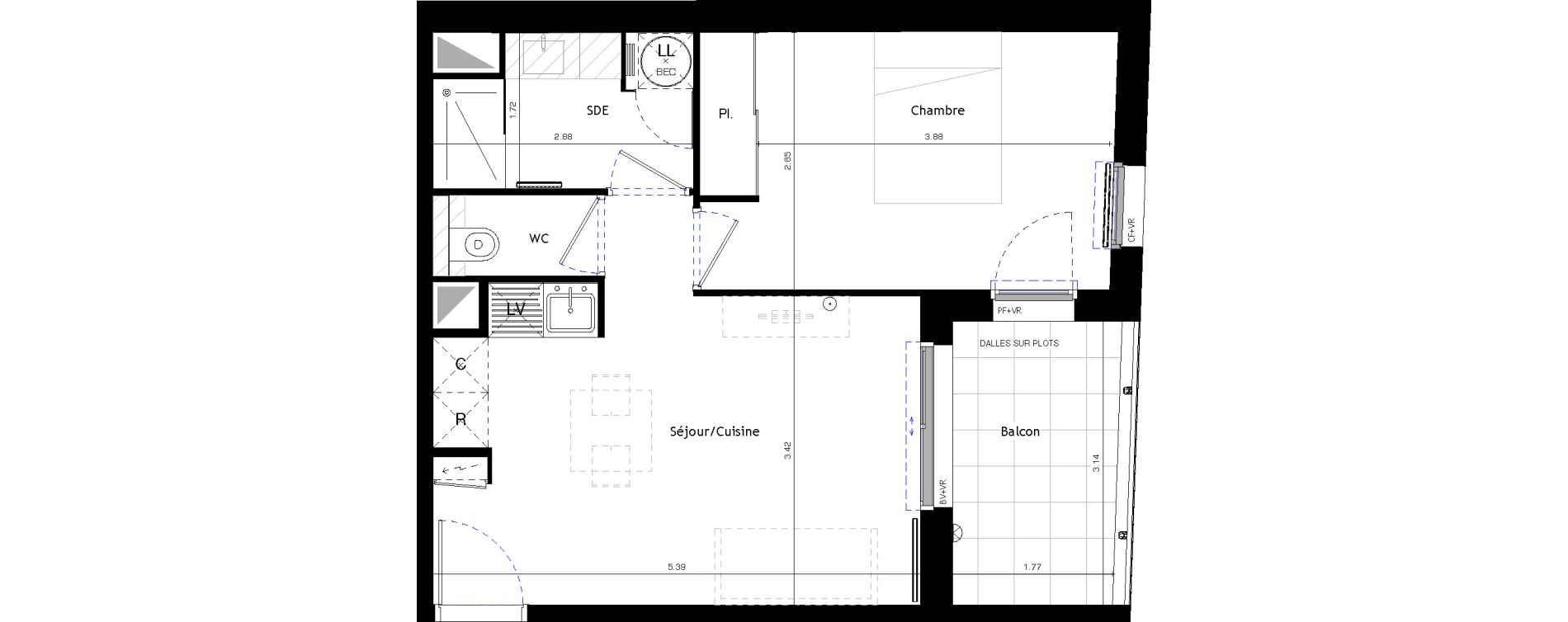 Appartement T2 de 38,32 m2 &agrave; Castelnau-Le-Lez Sablas - mendrous