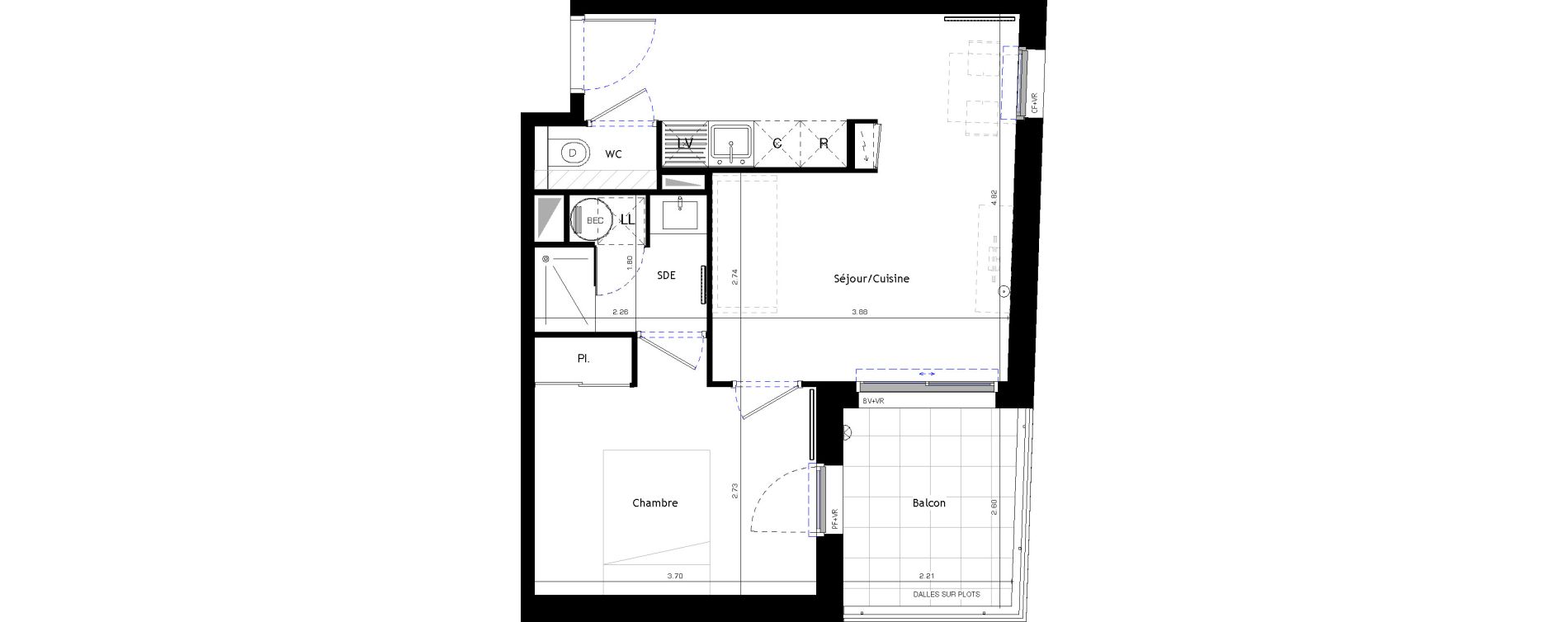 Appartement T2 de 37,97 m2 &agrave; Castelnau-Le-Lez Sablas - mendrous