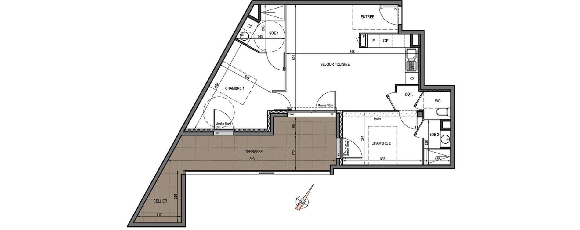 Appartement T3 de 64,60 m2 &agrave; Castelnau-Le-Lez Centre