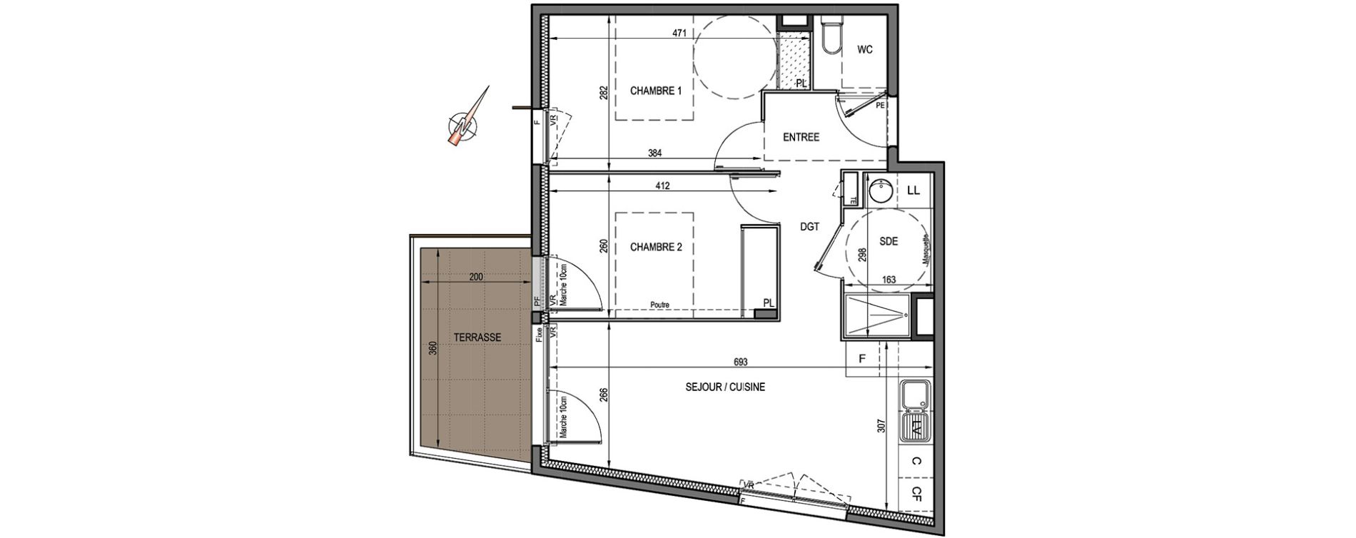 Appartement T3 de 55,00 m2 &agrave; Castelnau-Le-Lez Centre