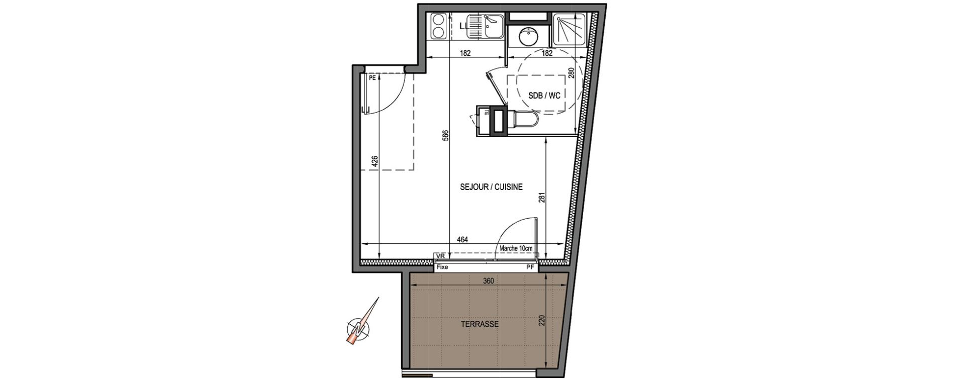 Appartement T1 de 25,10 m2 &agrave; Castelnau-Le-Lez Centre