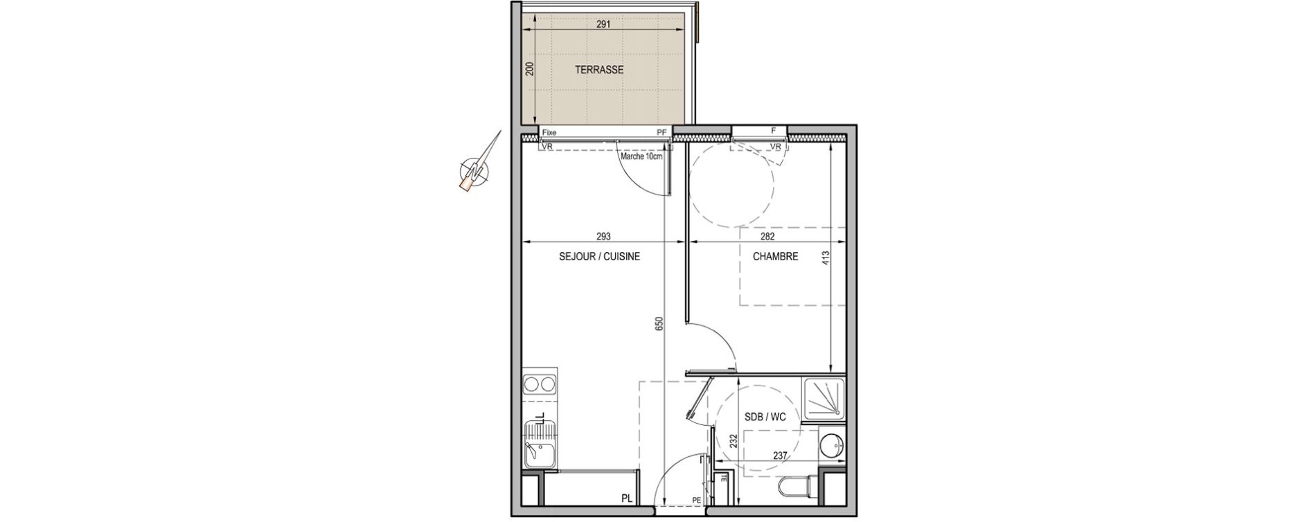 Appartement T2 de 36,40 m2 &agrave; Castelnau-Le-Lez Centre