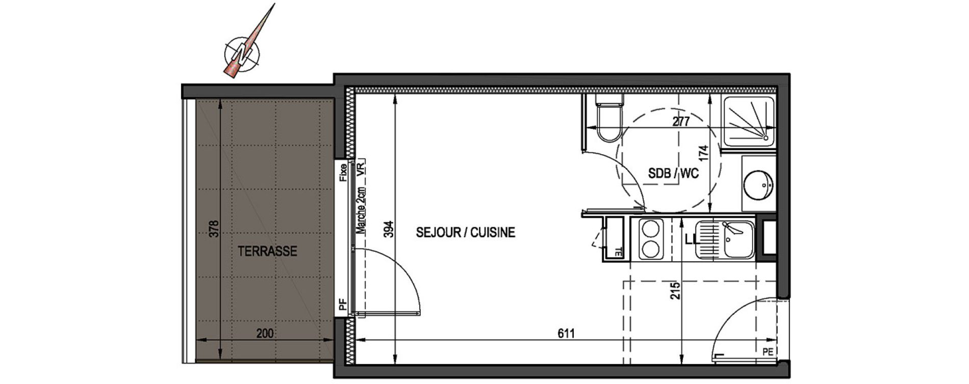 Appartement T1 de 23,30 m2 &agrave; Castelnau-Le-Lez Centre