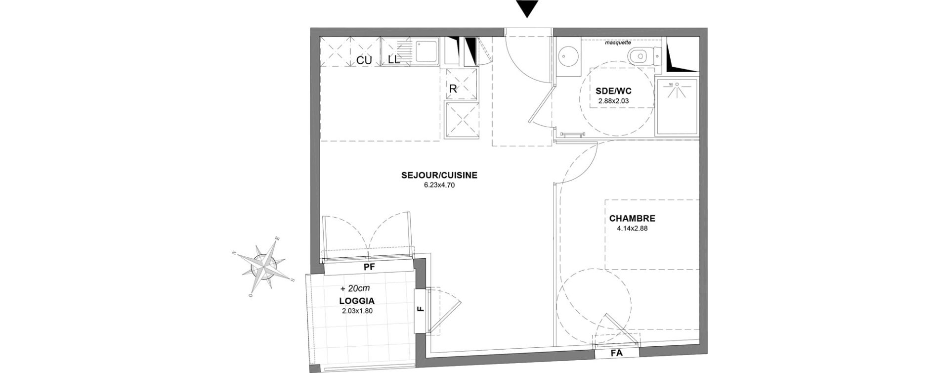 Appartement T2 de 41,75 m2 &agrave; Castelnau-Le-Lez Centre