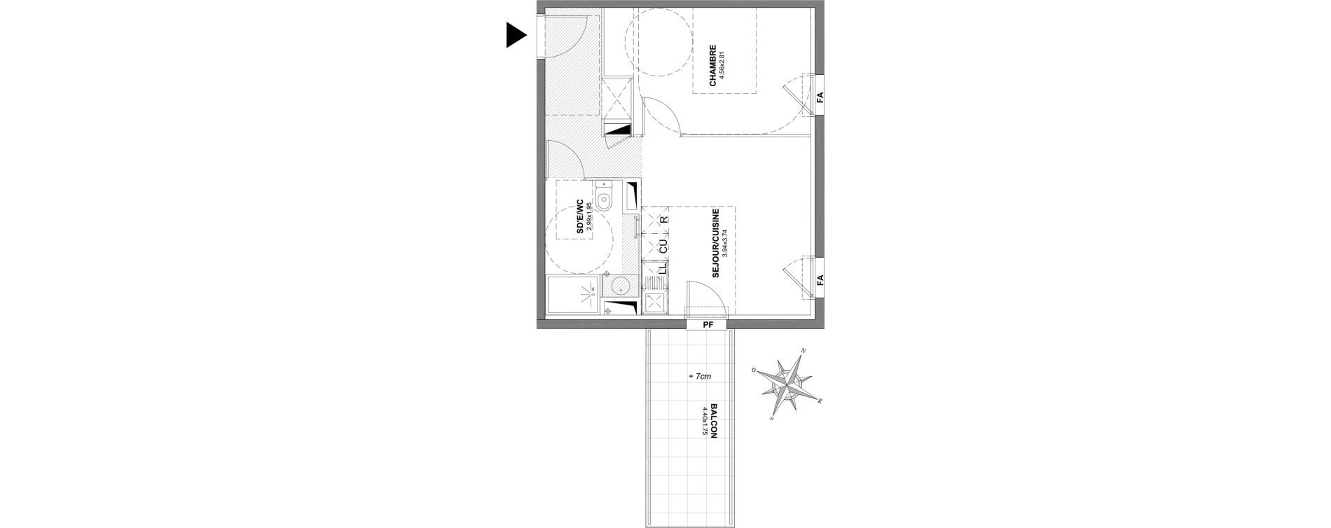 Appartement T2 de 38,40 m2 &agrave; Castelnau-Le-Lez Centre