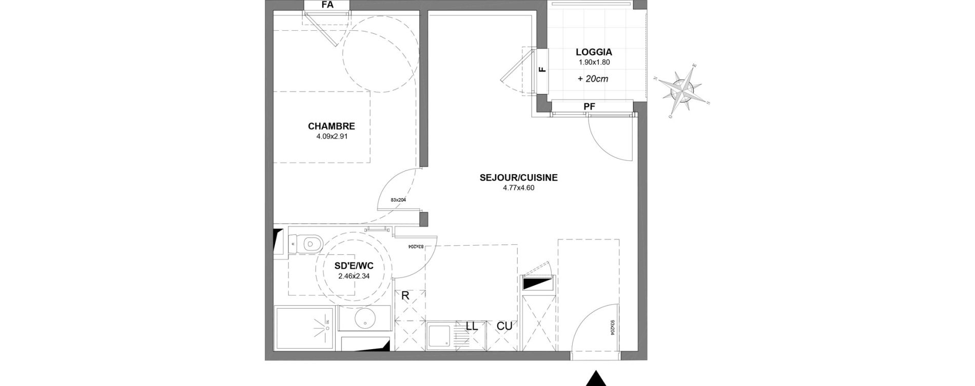 Appartement T2 de 41,10 m2 &agrave; Castelnau-Le-Lez Centre