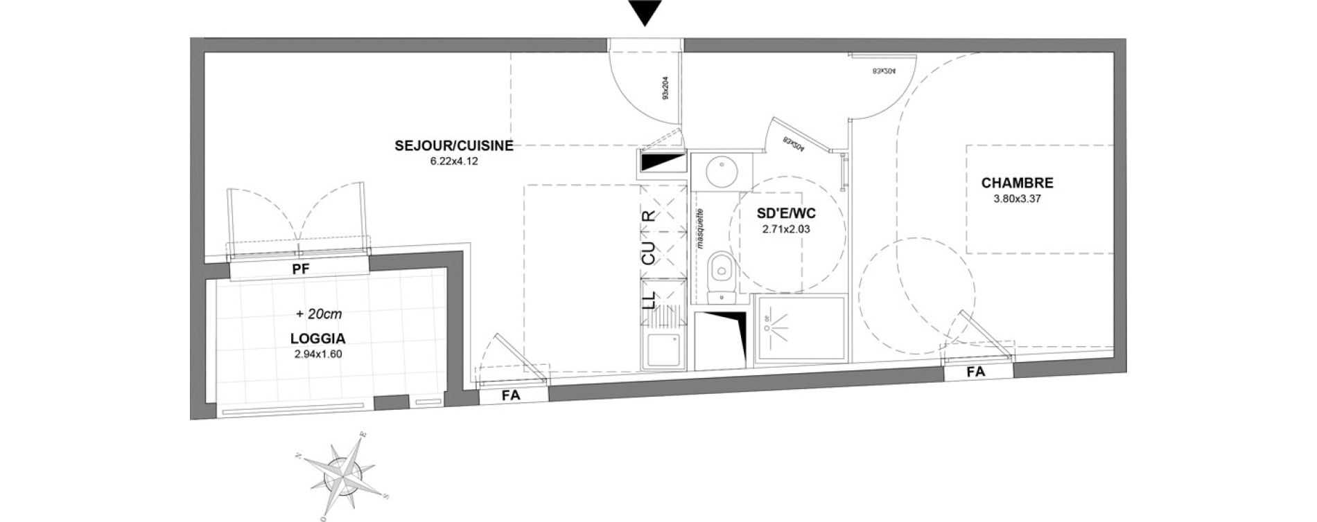 Appartement T2 de 40,85 m2 &agrave; Castelnau-Le-Lez Centre