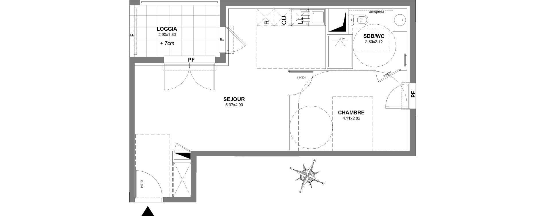 Appartement T2 de 42,75 m2 &agrave; Castelnau-Le-Lez Centre