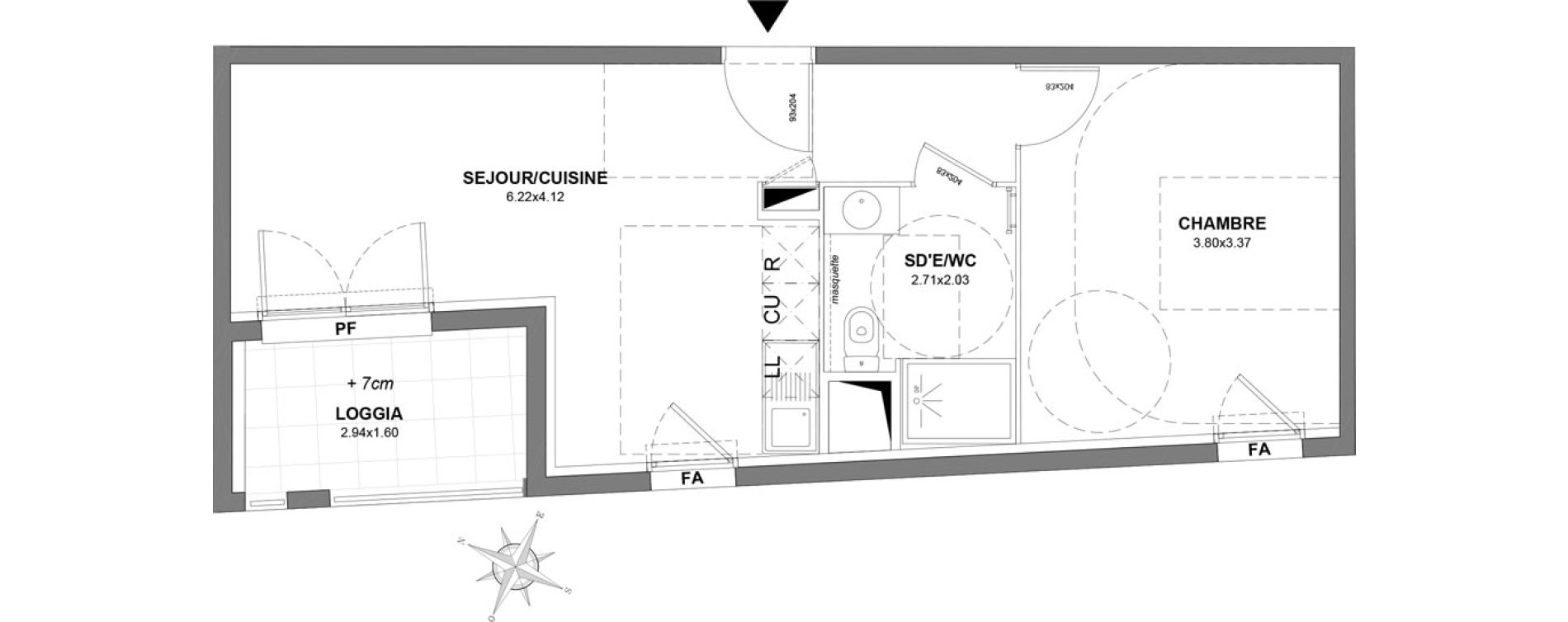 Appartement T2 de 40,85 m2 &agrave; Castelnau-Le-Lez Centre