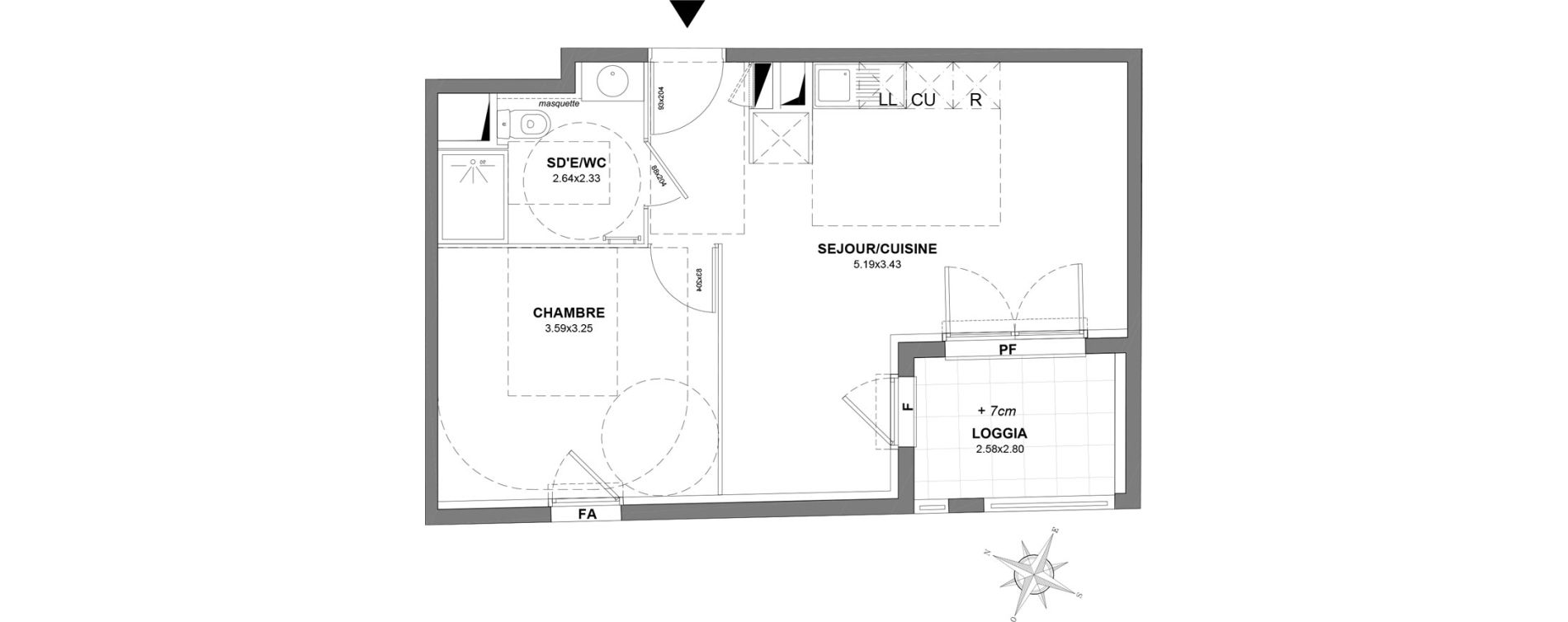 Appartement T2 de 40,50 m2 &agrave; Castelnau-Le-Lez Centre