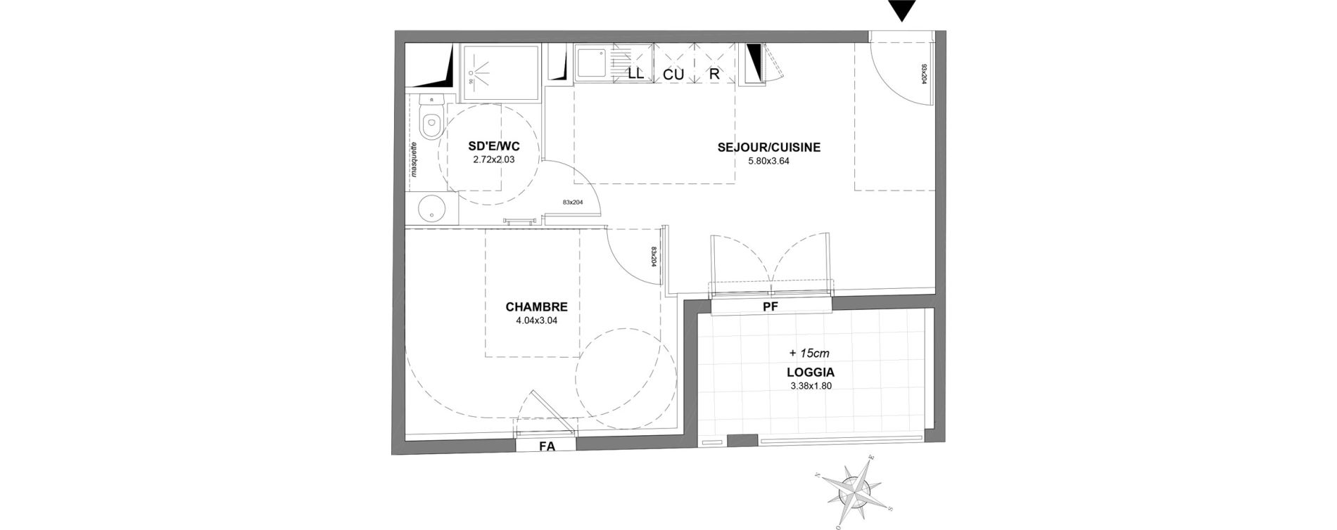 Appartement T2 de 35,95 m2 &agrave; Castelnau-Le-Lez Centre