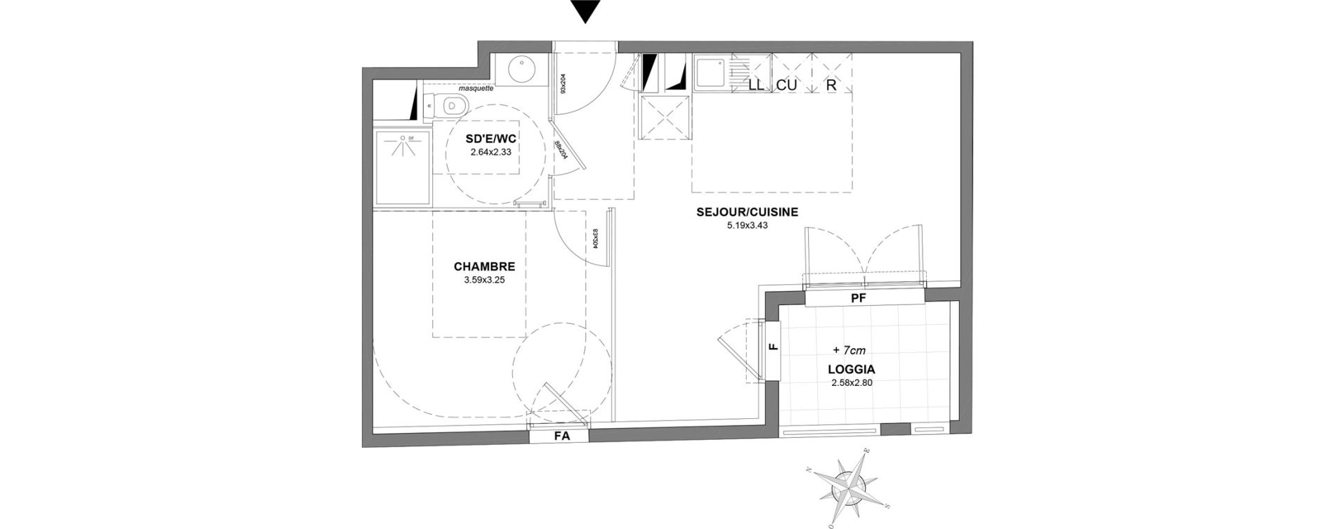 Appartement T2 de 40,55 m2 à Castelnau-Le-Lez Centre