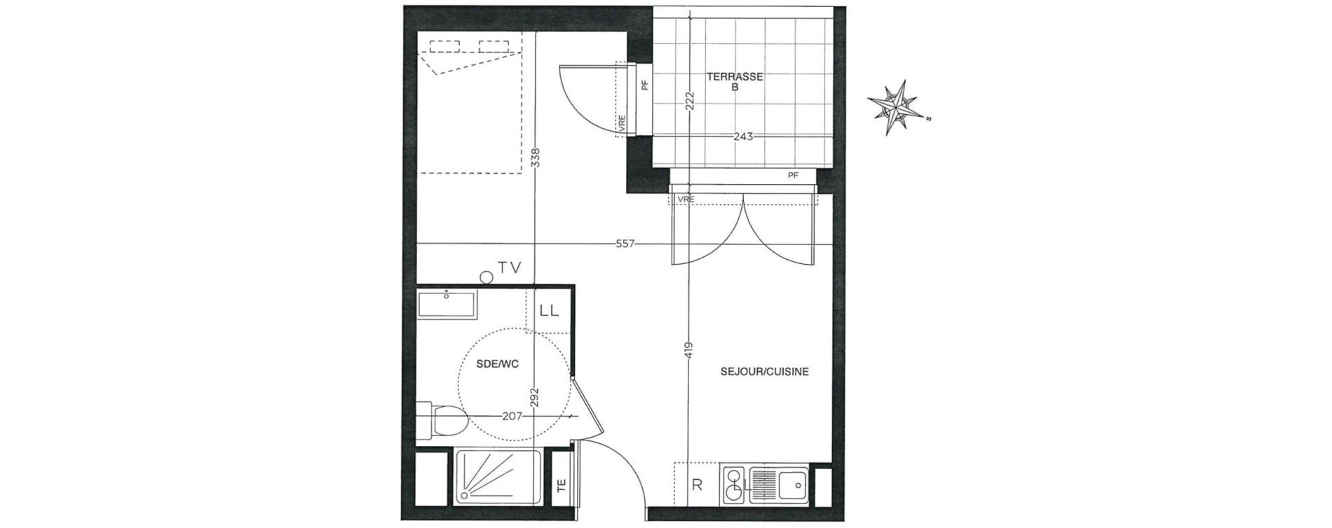 Appartement T1 de 28,61 m2 &agrave; Castelnau-Le-Lez Sablas - mendrous